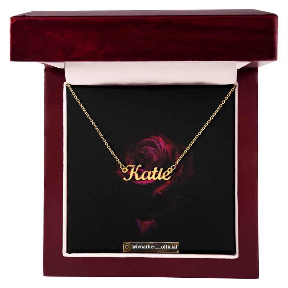 Rose theme name necklace