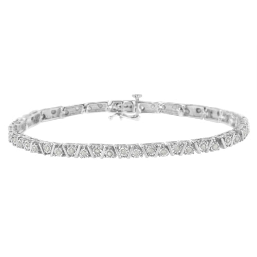 .925 Sterling Silver 1.0 cttw Miracle-Set Diamond Tennis Bracelet (I-J