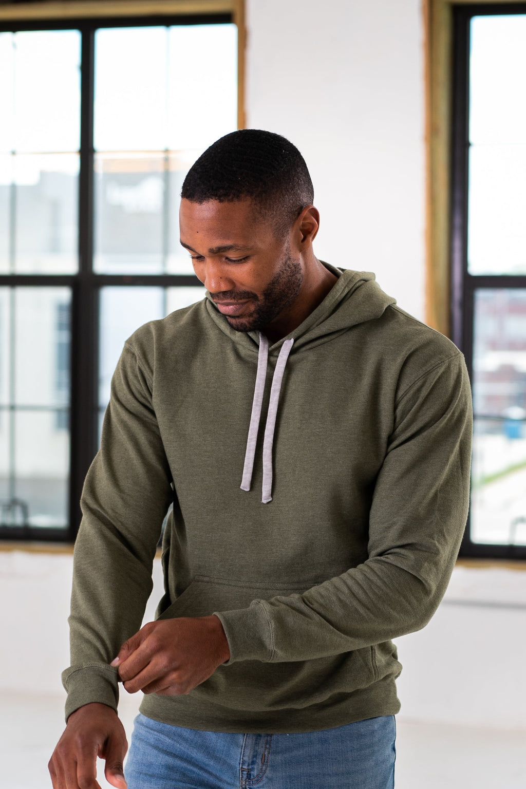 Sweat à capuche unisexe en polaire chinée