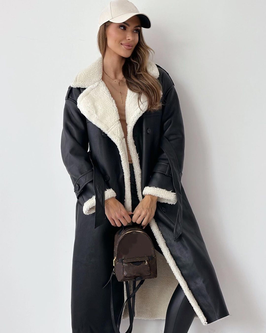 Winter Jacket With Belt Fashion Double Breasted Lapel Windbreaker Women's Long Trench Coat Mid-length Overcoat