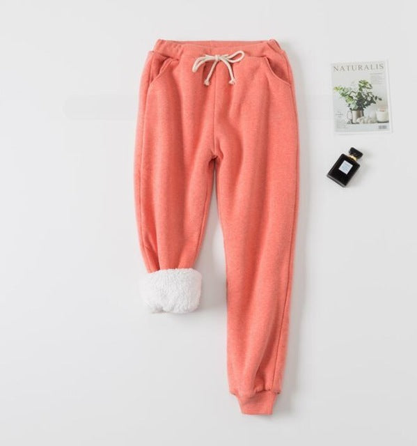 Lamb velvet padded sweat pants