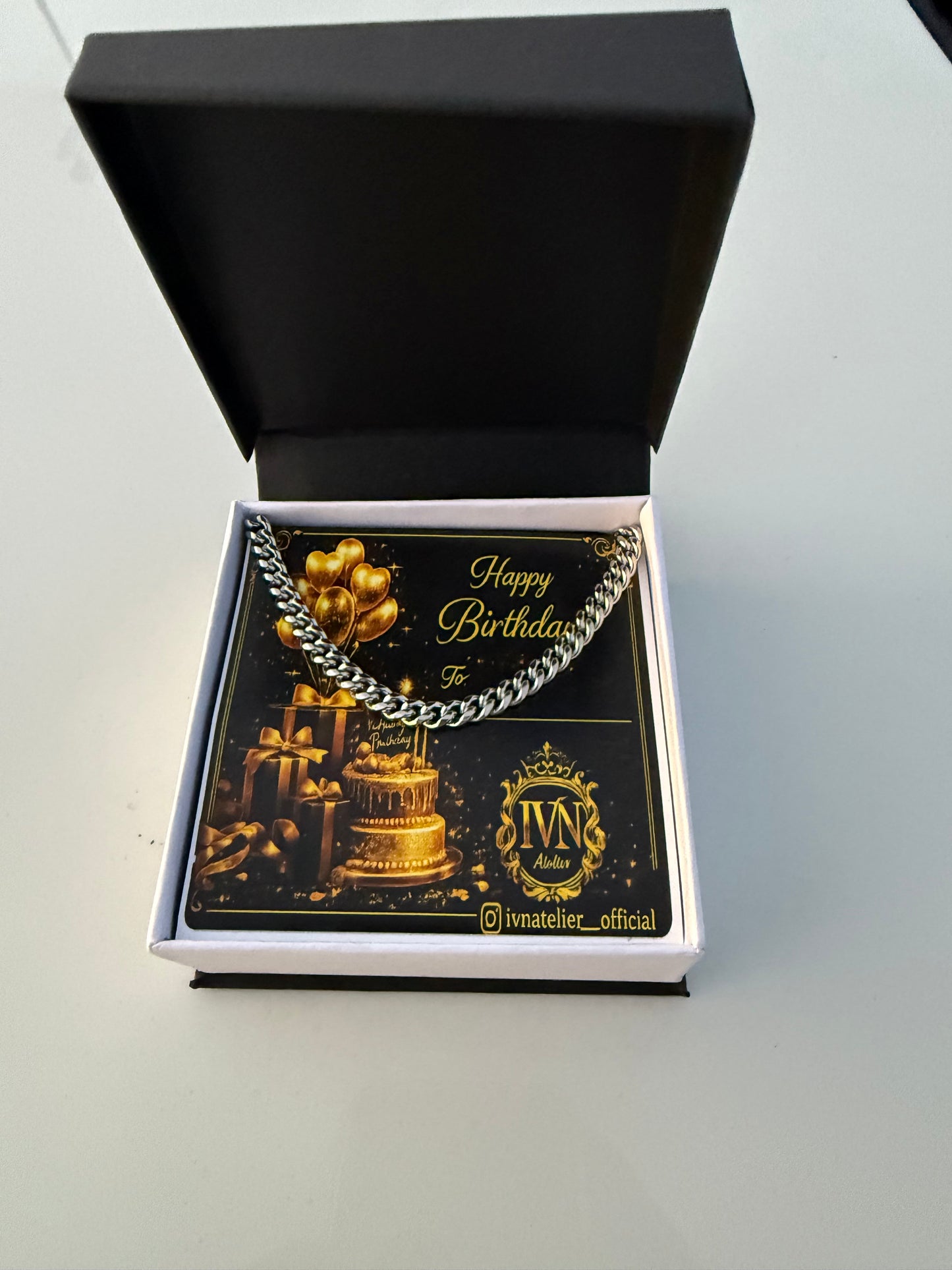 Happy Birthday theme Cuban link chain