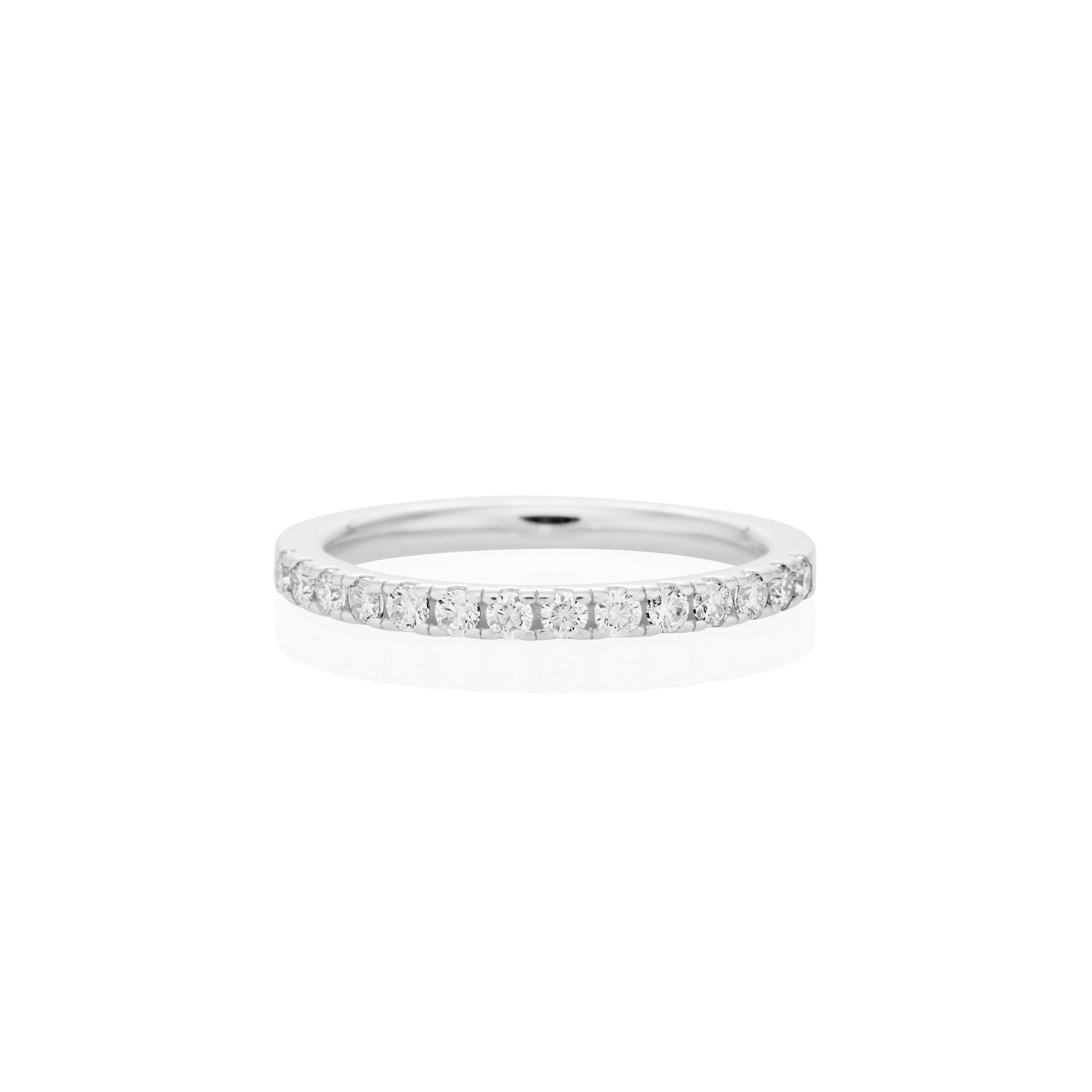 Bague demi-alliance en argent sterling 925 avec moissanite de 1,8 mm