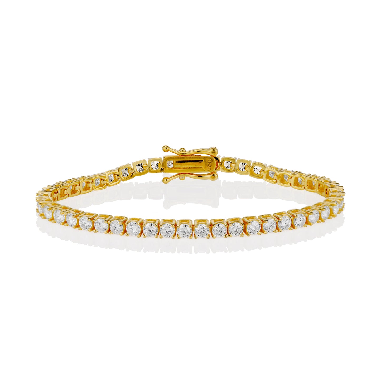 Pulsera de tenis de moissanita de 3 mm en oro amarillo vermeil