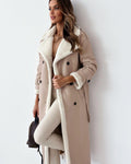 Winter Jacket With Belt Fashion Double Breasted Lapel Windbreaker Women's Long Trench Coat Mid-length Overcoat Clothing