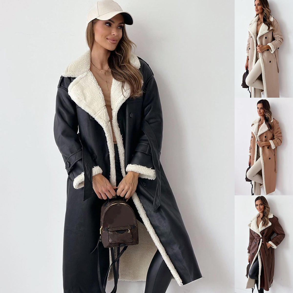 Winter Jacket With Belt Fashion Double Breasted Lapel Windbreaker Women's Long Trench Coat Mid-length Overcoat