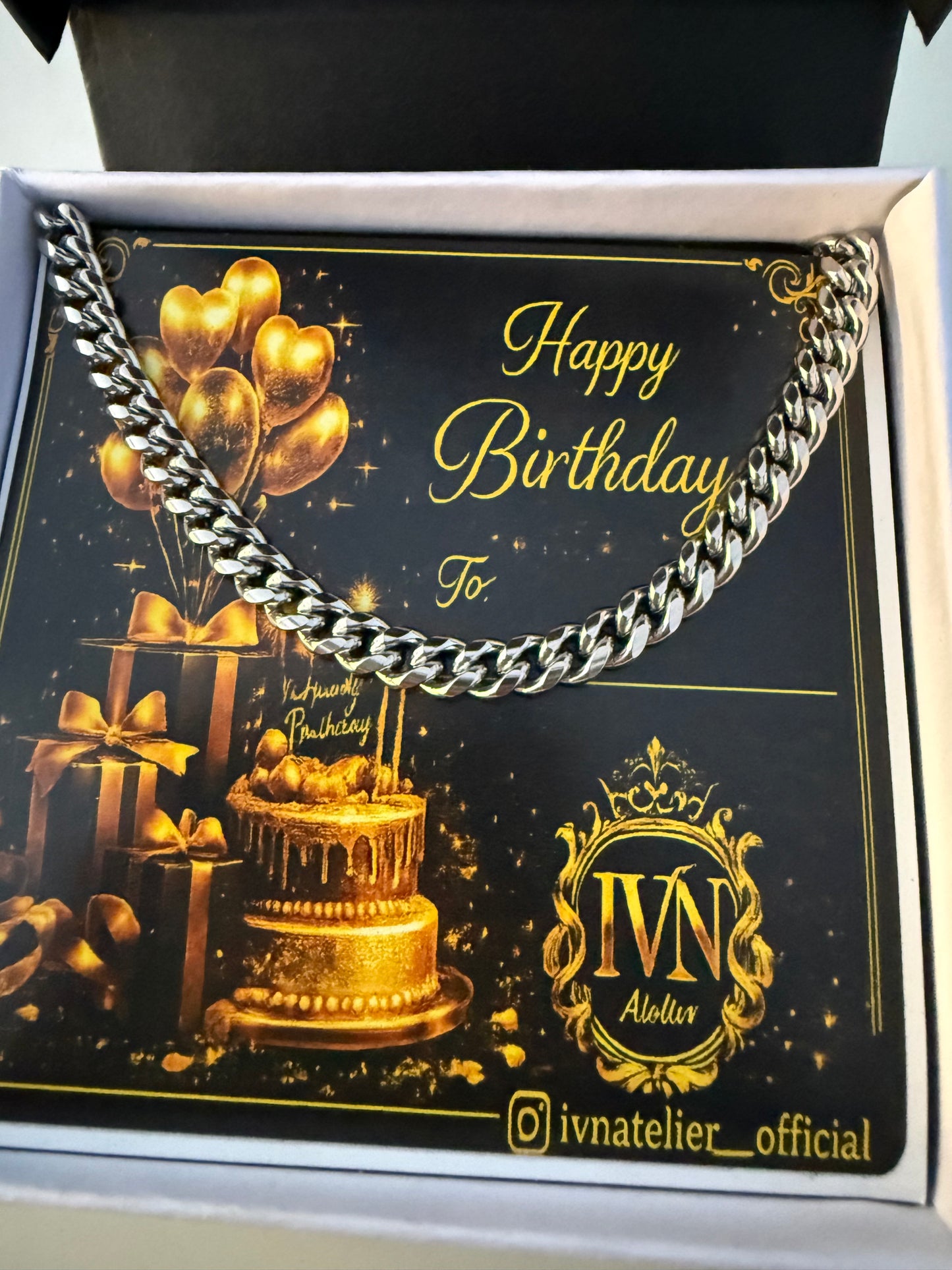 Happy Birthday theme Cuban link chain