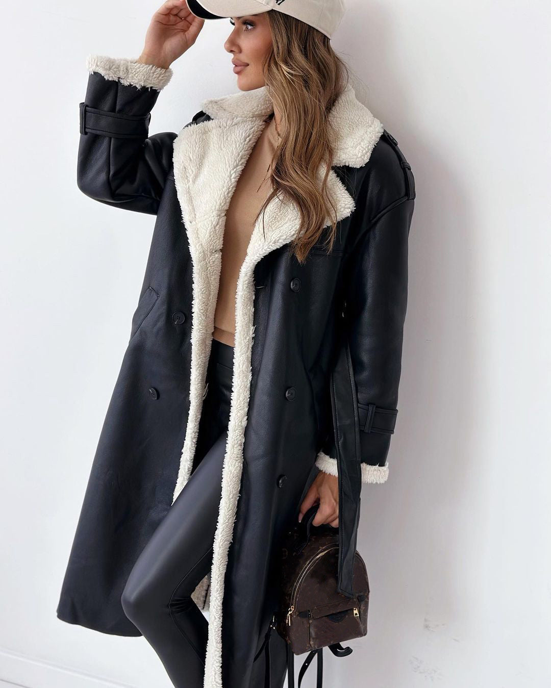 Winter Jacket With Belt Fashion Double Breasted Lapel Windbreaker Women's Long Trench Coat Mid-length Overcoat