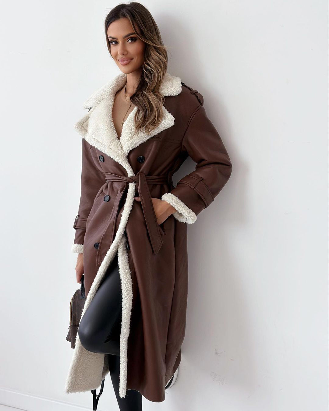 Winter Jacket With Belt Fashion Double Breasted Lapel Windbreaker Women's Long Trench Coat Mid-length Overcoat
