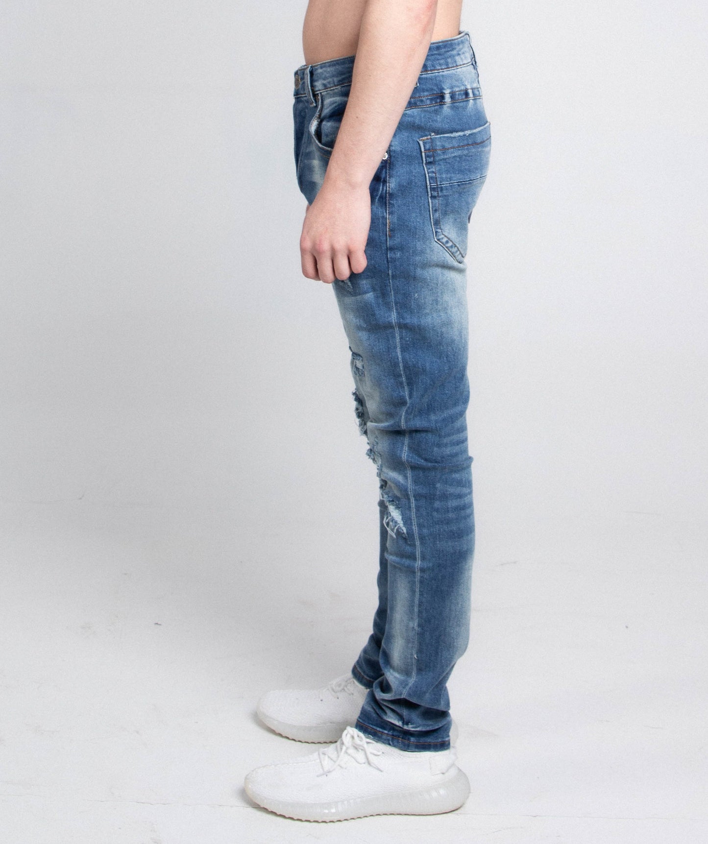 A402 PANTALONES VAQUEROS PINTADOS CON DESGASTE PEQUEÑO 