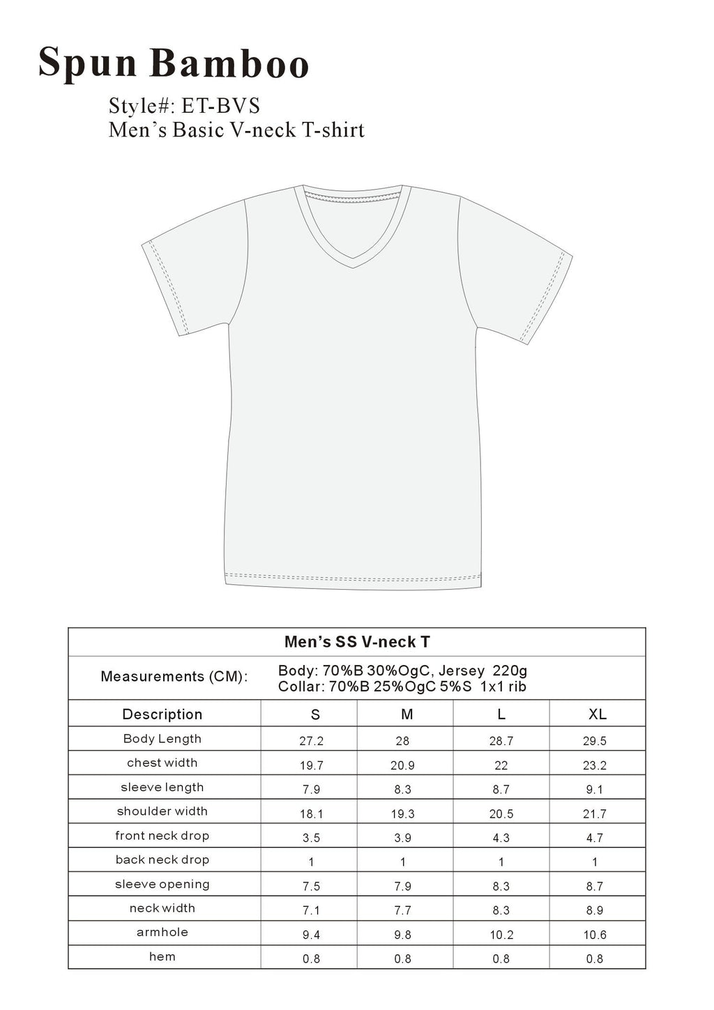 Clearance Men's Bamboo Viscose V-Neck T-Shirt