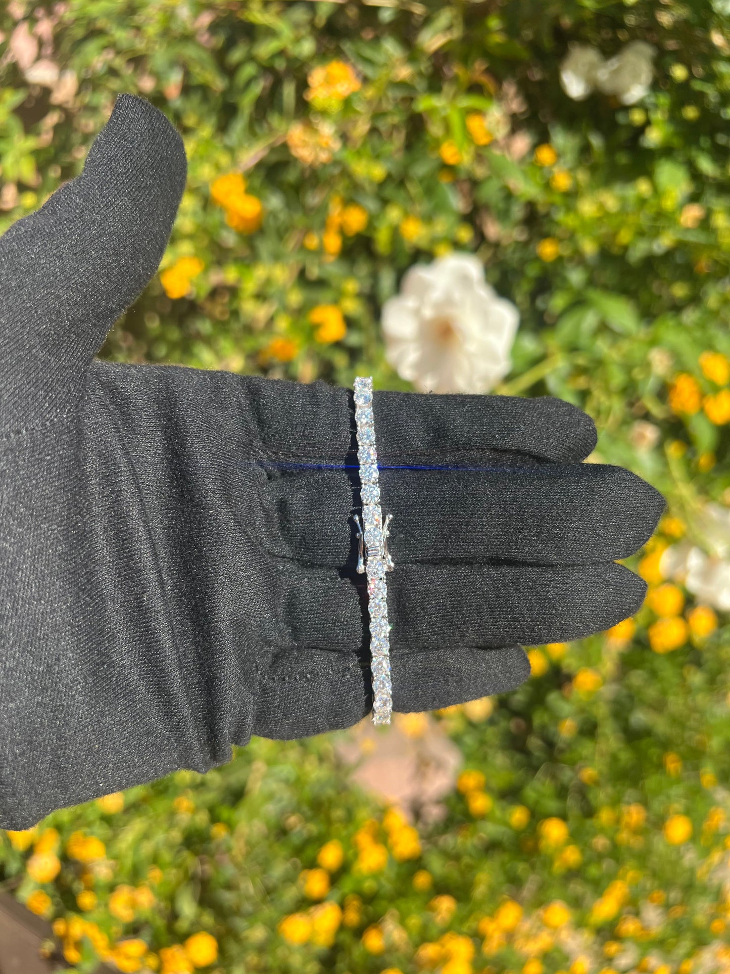 Pulsera de tenis con moissanita de 4 mm en plata maciza 925