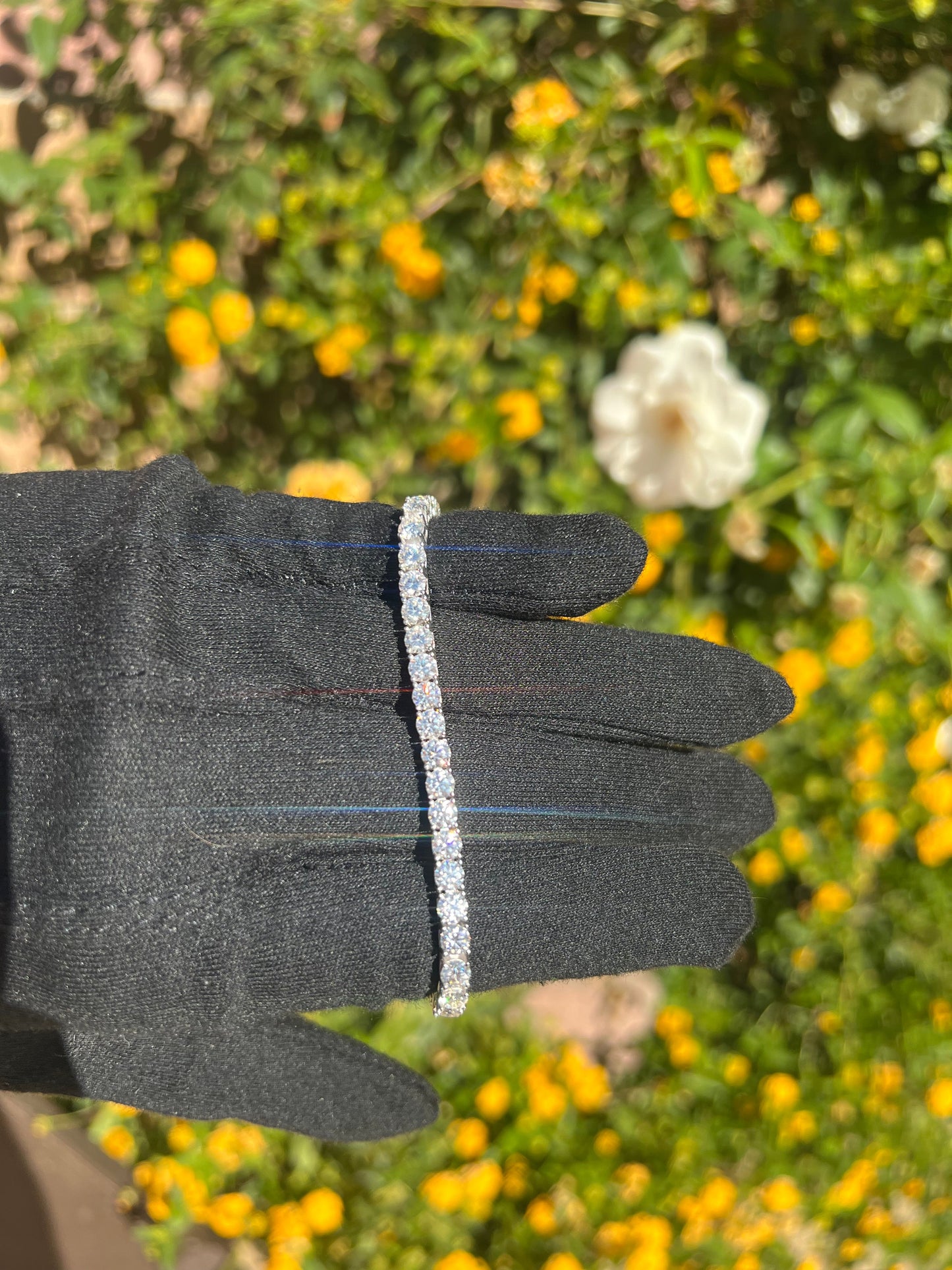 Pulsera de tenis con moissanita de 4 mm en plata maciza 925