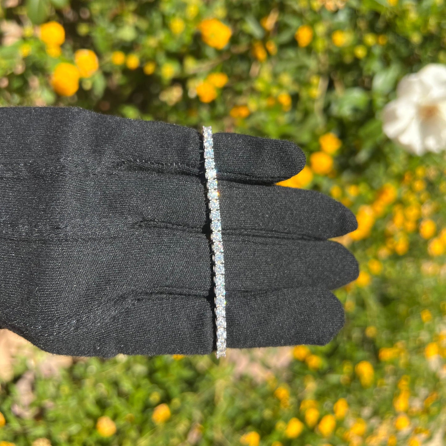 Pulsera de tenis con moissanita de 3 mm en plata maciza 925