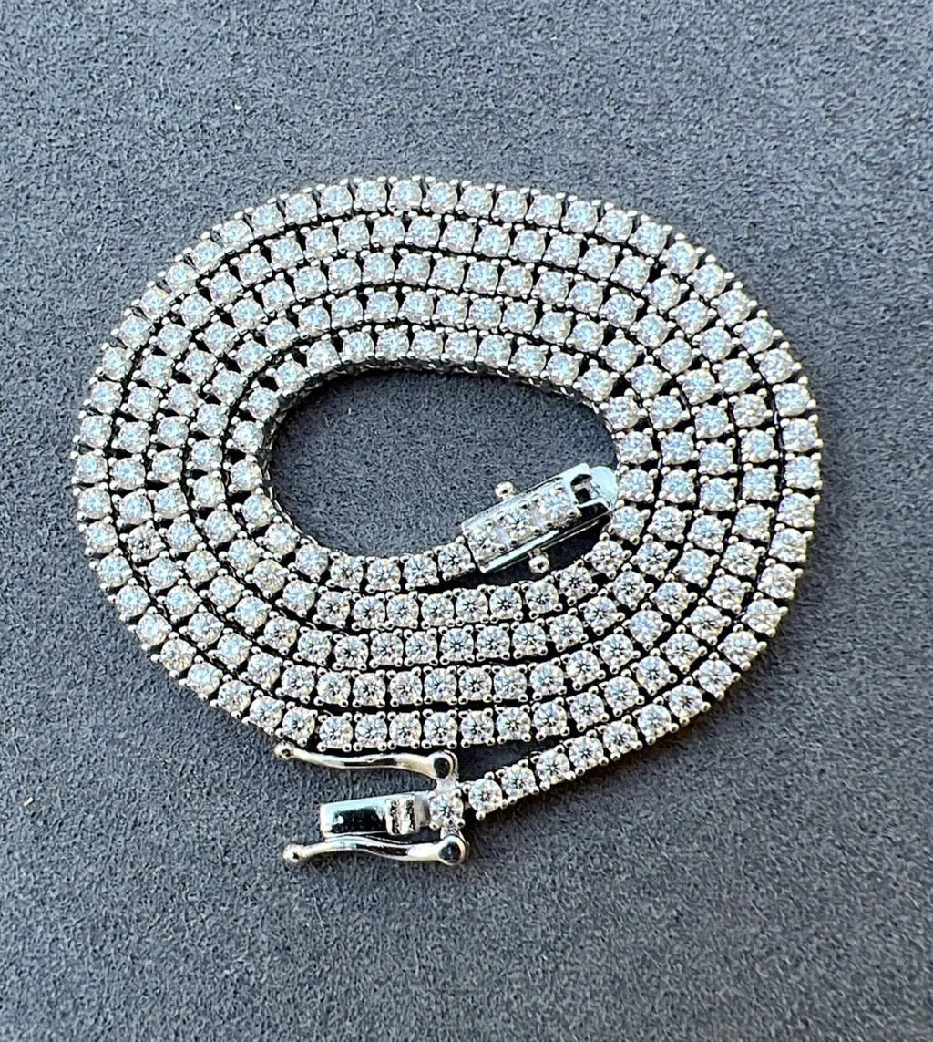2mm Moissanite Tennis Necklace in Solid 925 Silver