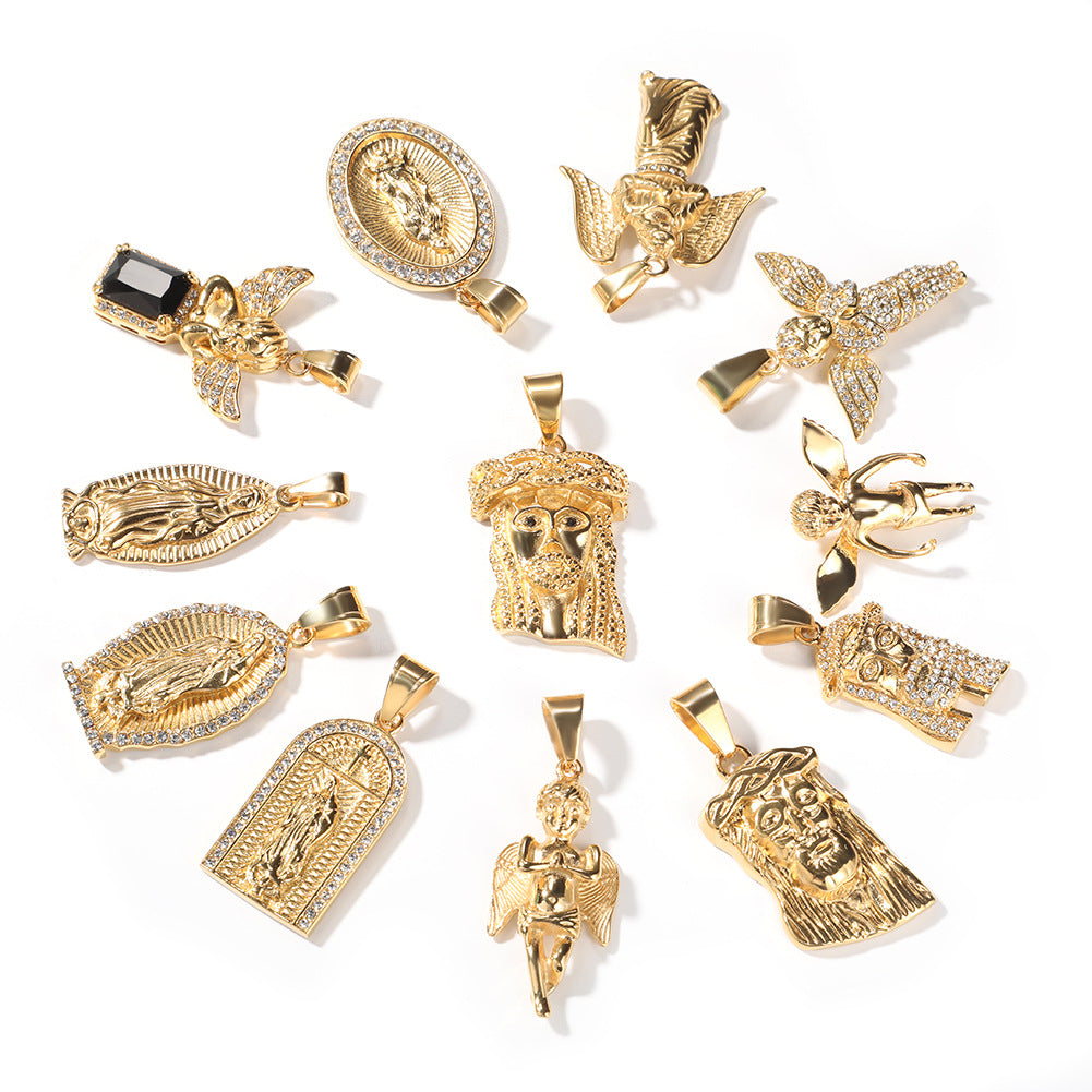 Collar con colgante de ángel alado estilo hip hop