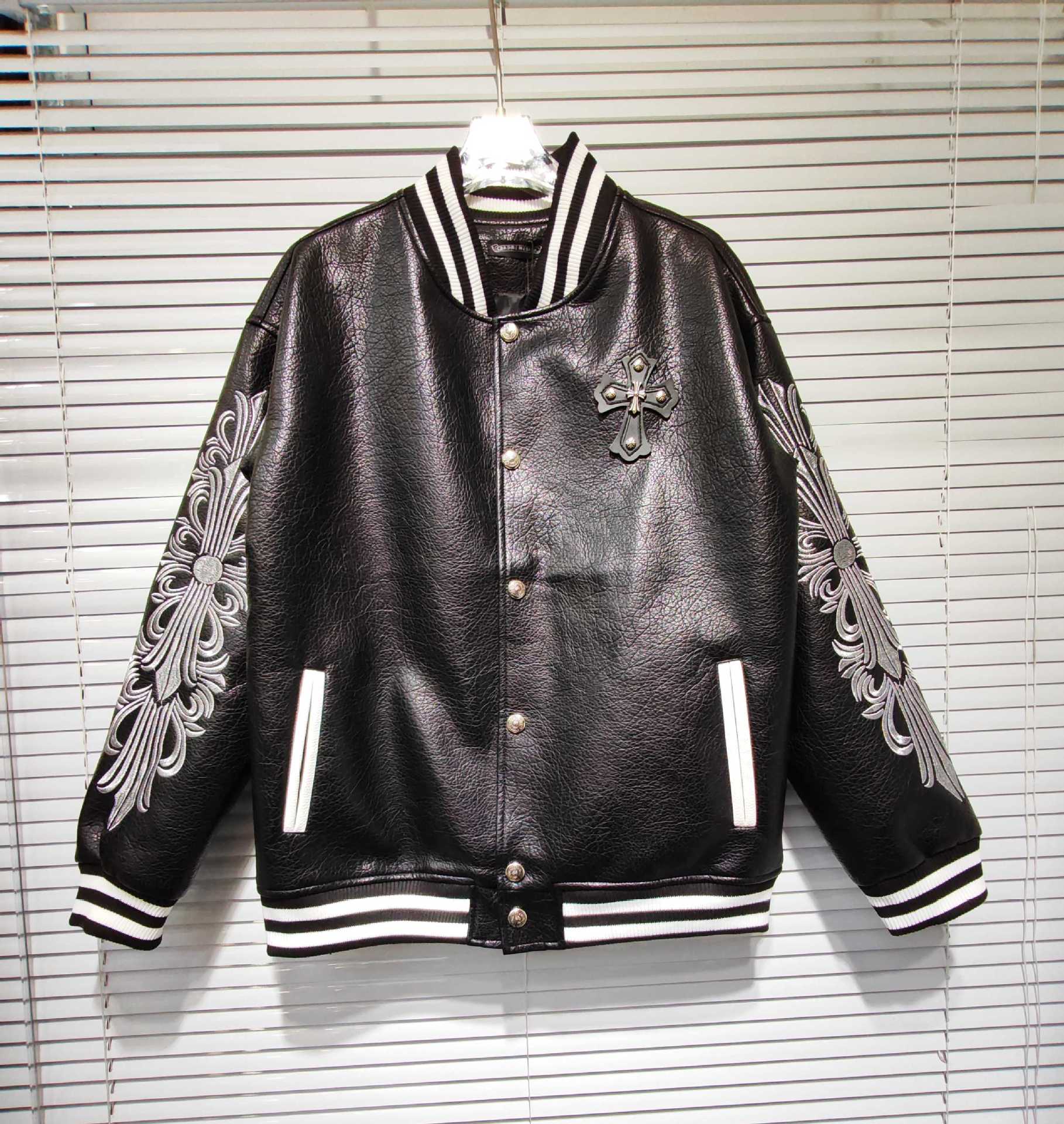 Chrome Hearts patchwork leather jacket, baseball jacket