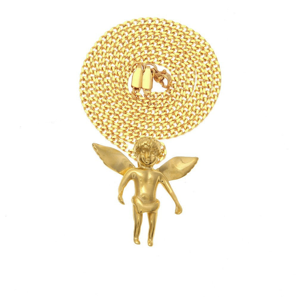 Collar con colgante de ángel alado estilo hip hop