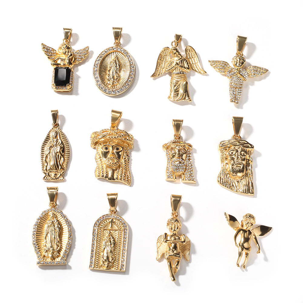 Collar con colgante de ángel alado estilo hip hop