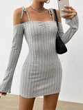 Lightly Mature Strap Sling Dress Boat Collar Elegant Slim Fit