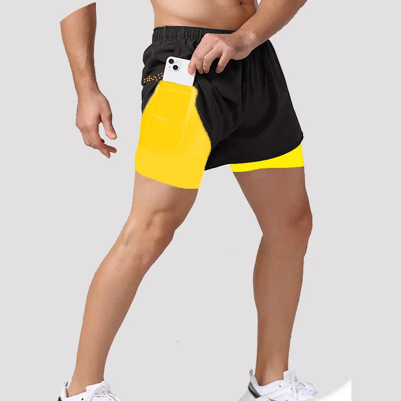 Running Shorts Gym Sports Shorts 2 In 1 Quick Dry Workout Training Gym Fitness Jogging Men Shorts