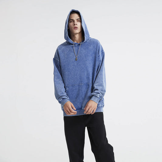 Kanye Vintage Distressed Solid Hooded Hoodie Oversize Washed Wax Dyeing Hoody Men & Women