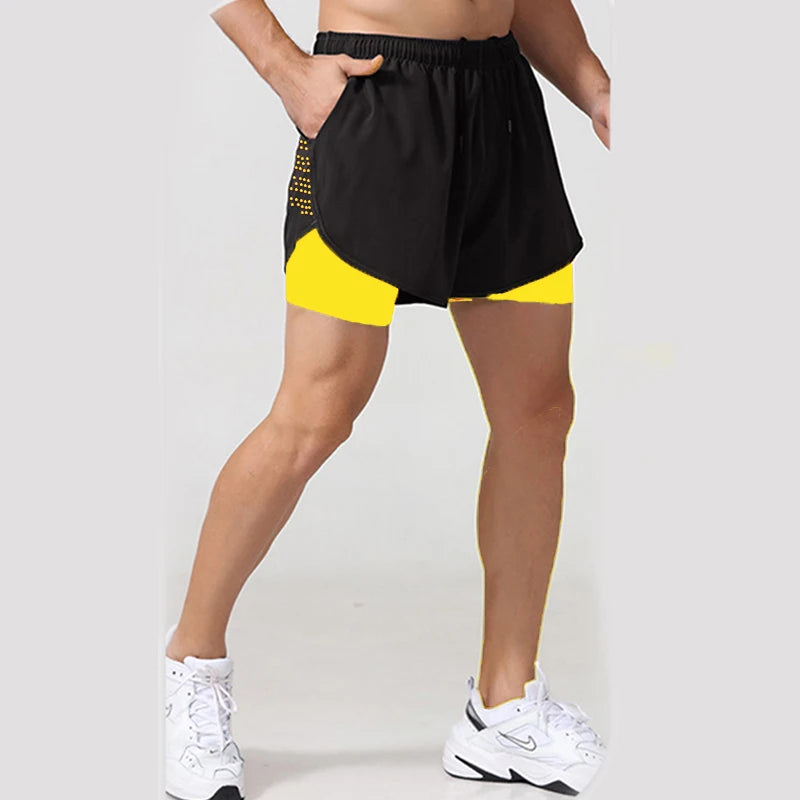 Running Shorts Gym Sports Shorts 2 In 1 Quick Dry Workout Training Gym Fitness Jogging Men Shorts