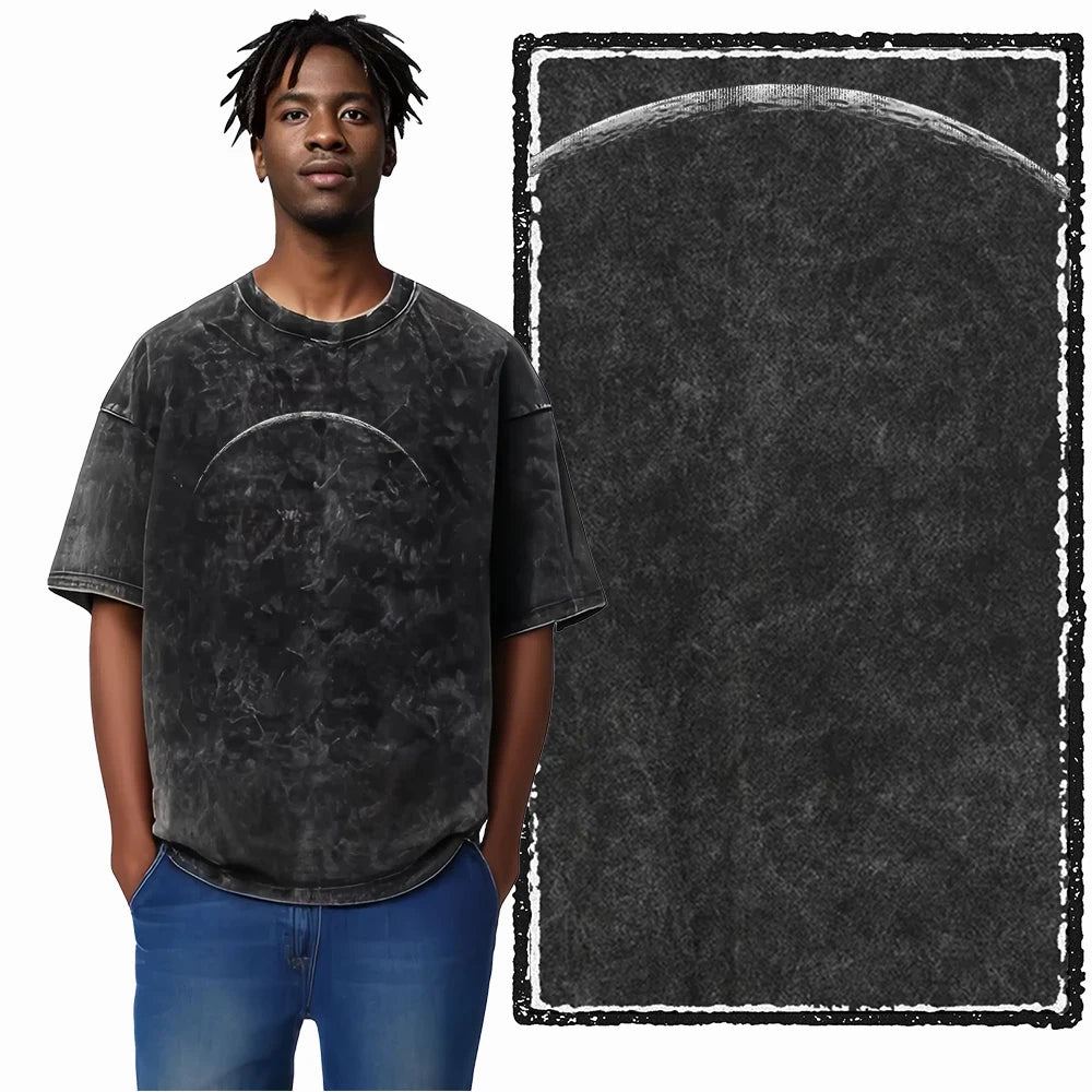 ASTRONAUT SPACE THEMES Printed Cotton Acid Washed Graphic T Shirt