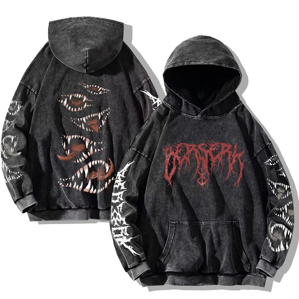 Gothic Vintage Washed Hoodies Men & Women Oversized Hoodie