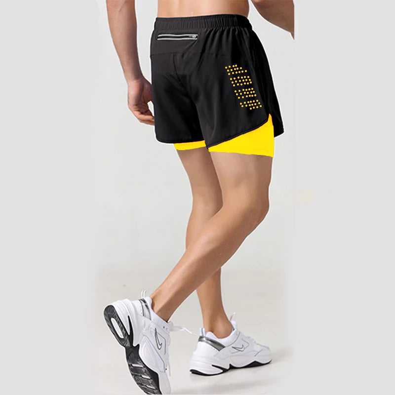 Running Shorts Gym Sports Shorts 2 In 1 Quick Dry Workout Training Gym Fitness Jogging Men Shorts