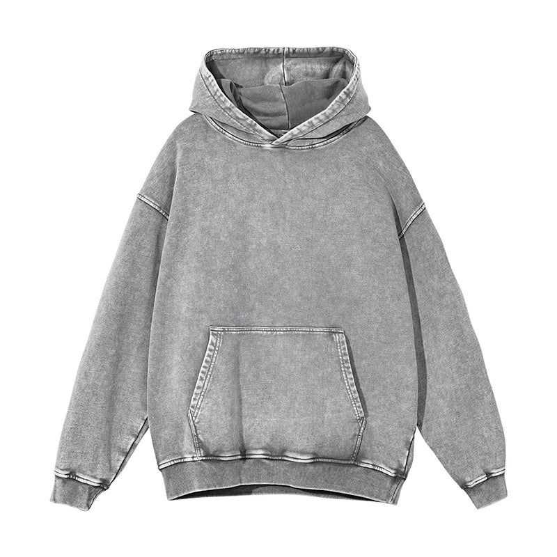 Kanye Vintage Distressed Solid Hooded Hoodie Oversize Washed Wax Dyeing Hoody Men & Women