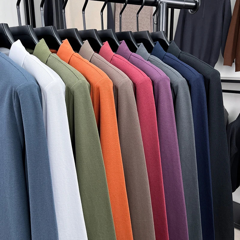 men's fashion sports brand embroidered pony long sleeved POLO shirt