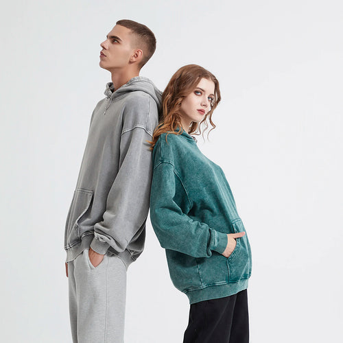 Kanye Vintage Distressed Solid Hooded Hoodie Oversize Washed Wax Dyeing Hoody Men & Women