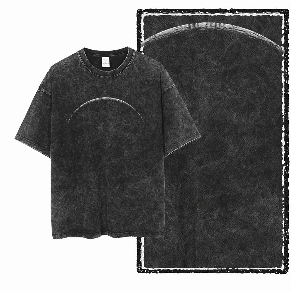 ASTRONAUT SPACE THEMES Printed Cotton Acid Washed Graphic T Shirt