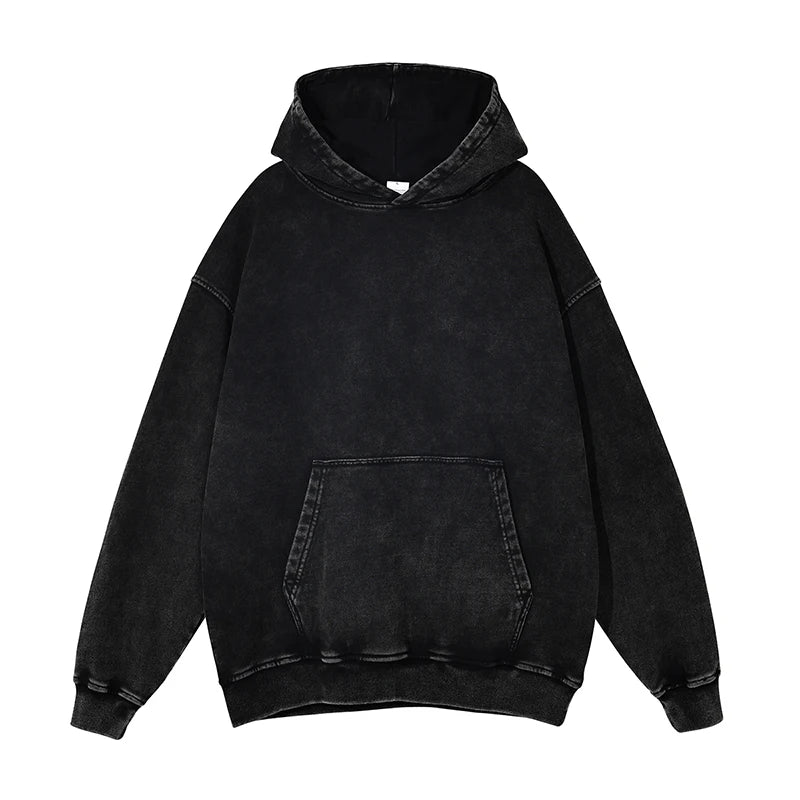Kanye Vintage Distressed Solid Hooded Hoodie Oversize Washed Wax Dyeing Hoody Men & Women