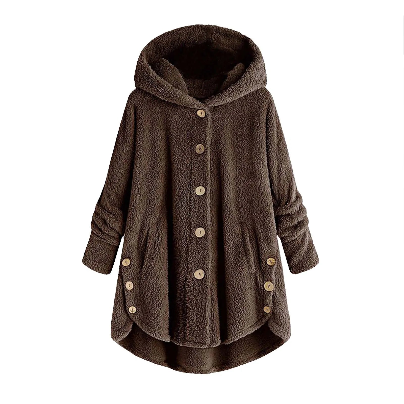 Autumn Winter Coat Women Warm Coat Wool Jacket Female Plush Coat Hooded Jacket New Women's Coats Solid Color Jacket