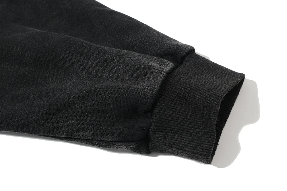 Men's Vintage Cotton Washed Hoodie The Cross of Jesus Print Hip Hop Hooded Sweatshirt