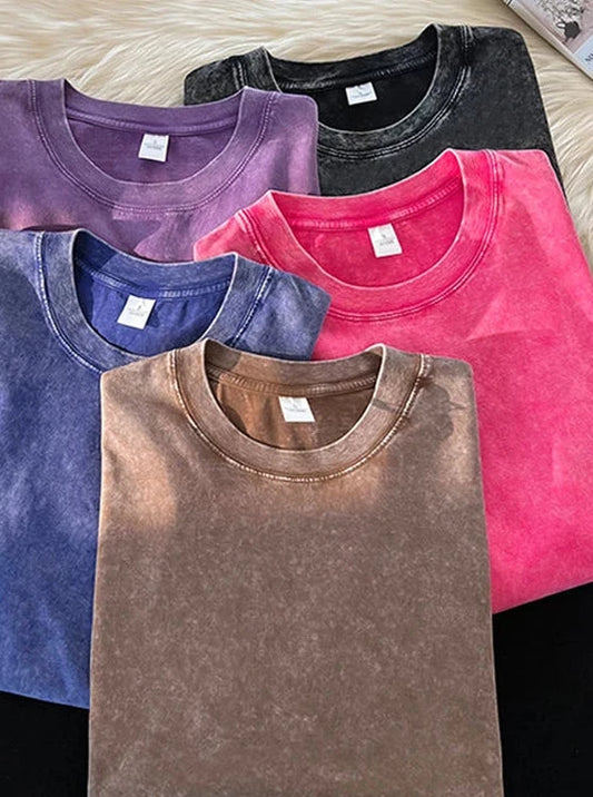 T-Shirt Men/Women Cotton Multicolors Oversized Acid Washed T-shirt