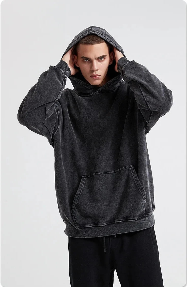 Vintage Washed Hoodies Men Women Cotton Retro Long Sleeve Harajuku Hip Hop Sweatshirts Fashion Loose Pullover Y2k Streetwear