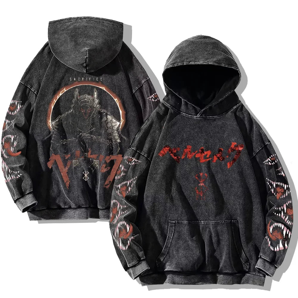 Gothic Vintage Washed Hoodies Men & Women Oversized Hoodie
