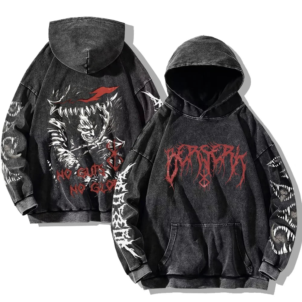 Gothic Vintage Washed Hoodies Men & Women Oversized Hoodie