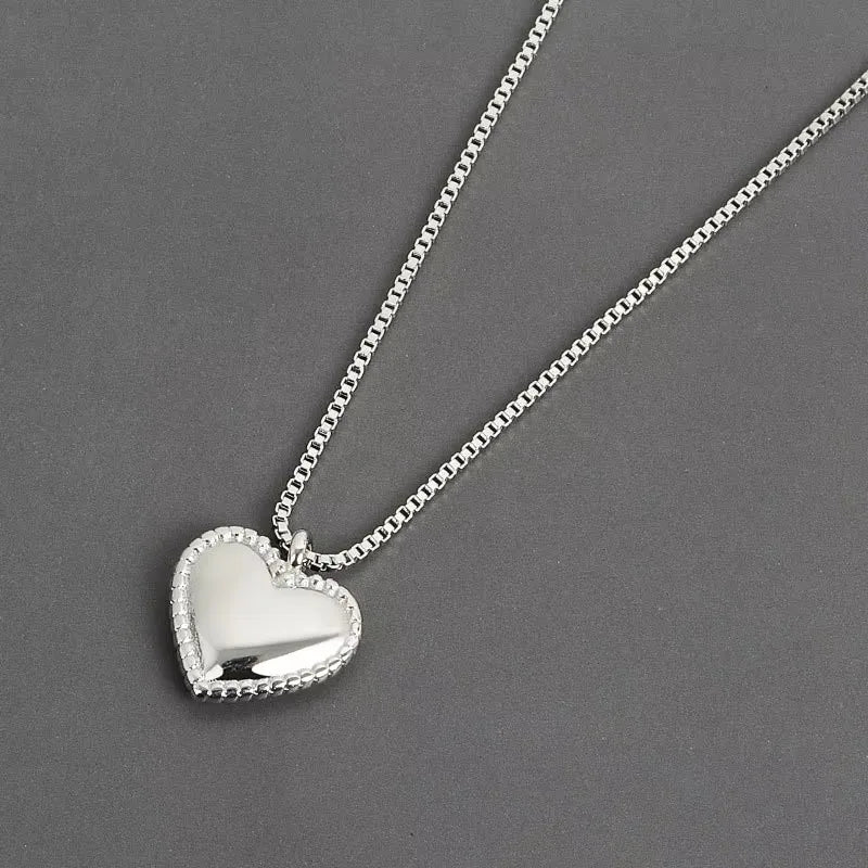 Minimalist Silver Color Exquisite Heart-Shape Necklace Charm Women Couples Trendy Elegant Birthday Party Jewelry Gift