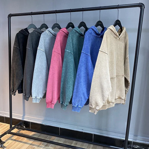 Vintage Washed Hoodies Men Women Cotton Retro Long Sleeve Harajuku Hip Hop Sweatshirts Fashion Loose Pullover Y2k Streetwear