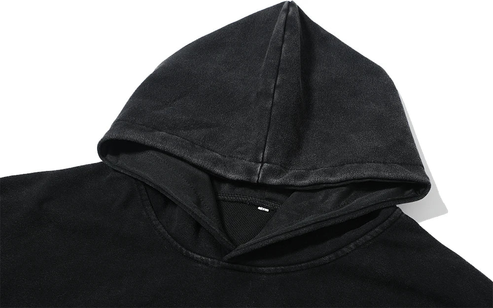 Men's Vintage Cotton Washed Hoodie The Cross of Jesus Print Hip Hop Hooded Sweatshirt