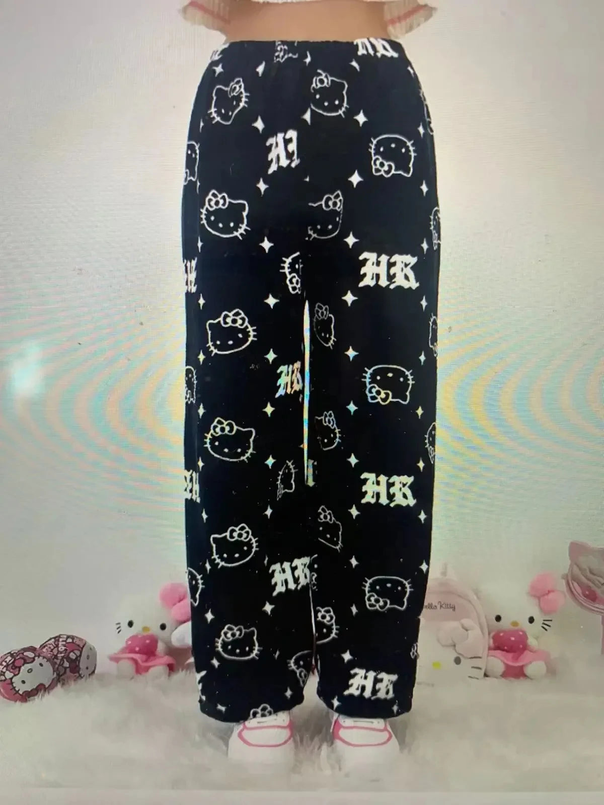 Y2K Hello Kitty Pajamas Pants Anime Women's Pajama Pants Sanrio Cartoon Fashion Home Sleepwear Trousers Leisure Home Clothing