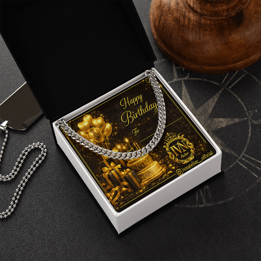 Happy Birthday theme Cuban link chain