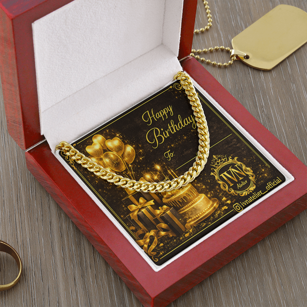 Happy Birthday theme Cuban link chain