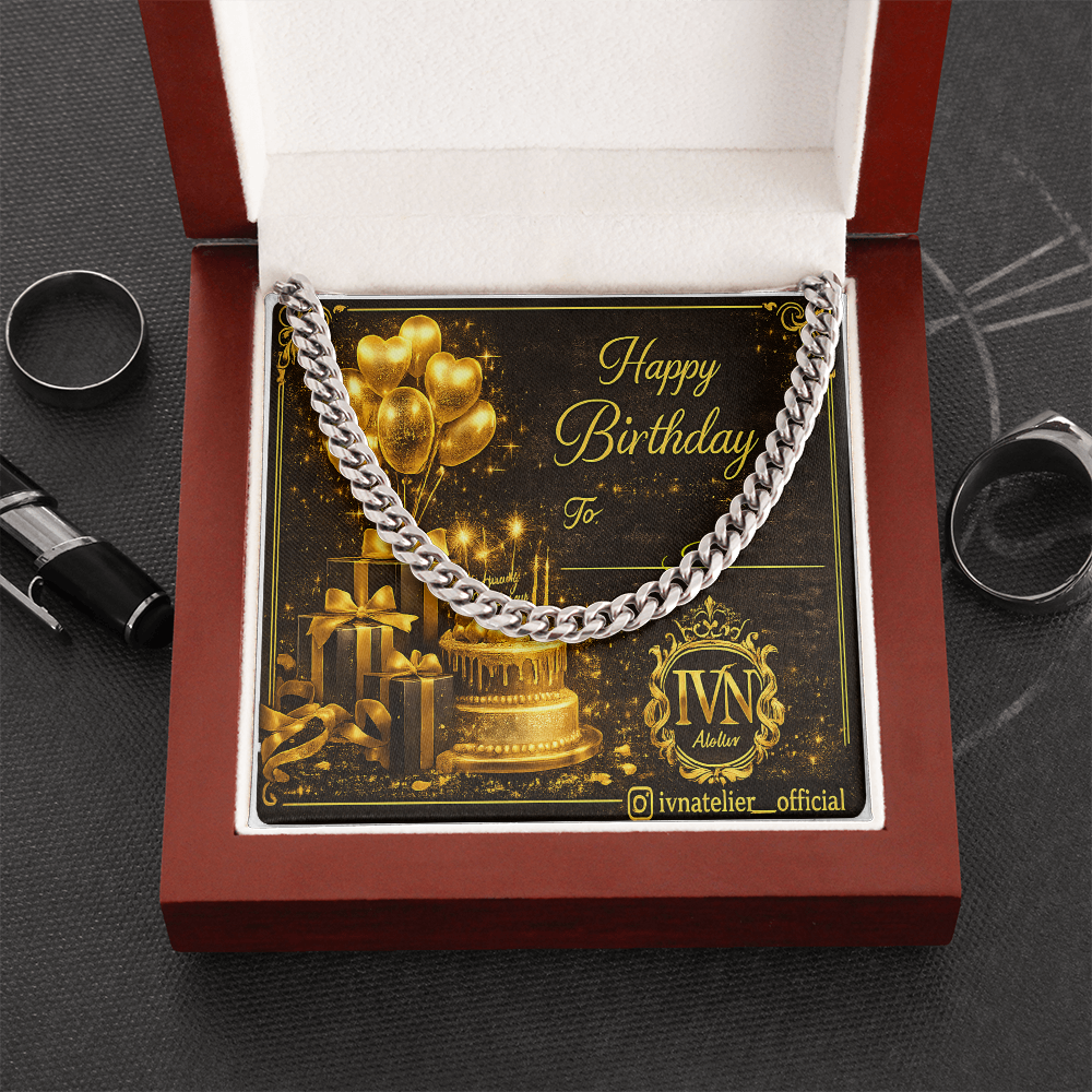 Happy Birthday theme Cuban link chain