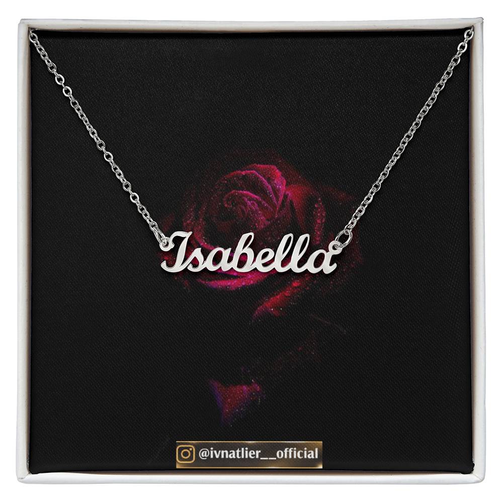 Rose theme name necklace