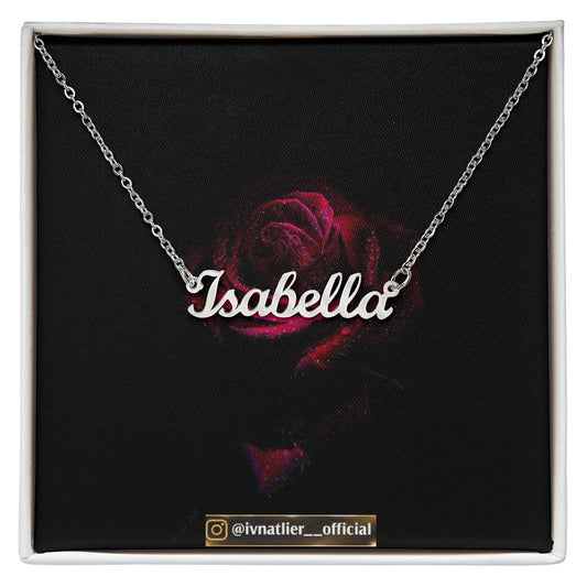 Rose theme name necklace